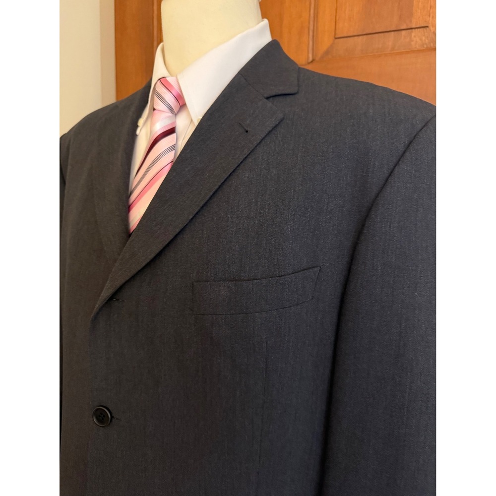 VTG Hugo Boss Blazer‎ Mens 46R Dark Gray Wool Four-Button Sport Coat Jacket USA